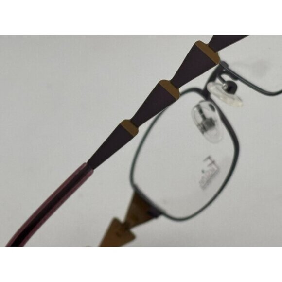 Fusion - 52-16-135 F144 C2 Brown Triangle Rectangle Glasses Frames - Picture 8 of 9